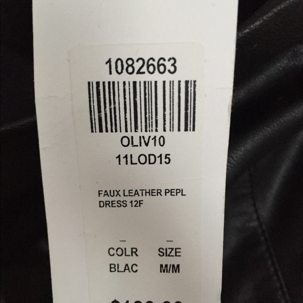Olivaceous Black faux leather peplum dress sz med - Picture 5 of 5